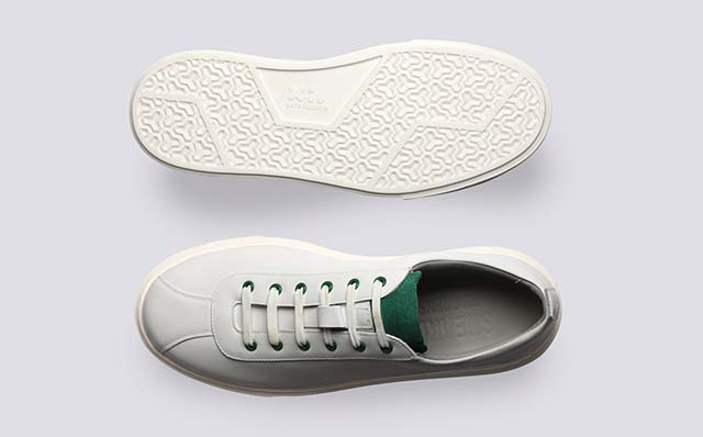 Grenson Sneaker 30 Mens Sneakers in White/Green Leather GRS114114